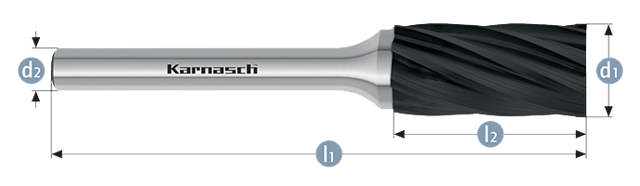 Karnasch HM Rotorfræser Blacktec Form A Ø10x20 HP7 ALU 6mm Skaft Restsalg