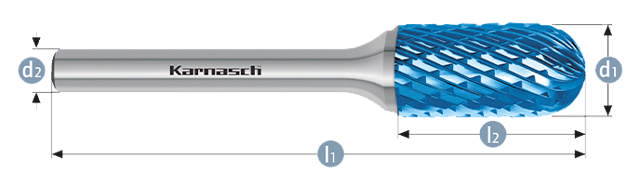 Karnasch HM Rotorfræser Bluetec Form C Ø12x25 HP3 6mm Skaft