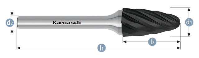 Karnasch HM Rotorfræser Blacktec Form F Ø12x25 HP7 ALU 6mm Skaft