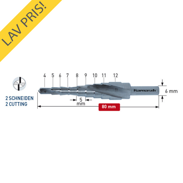 Karnasch Trinbor 4,0-12,0mm 2,0mm stign. 2 Skærs. HSSXE