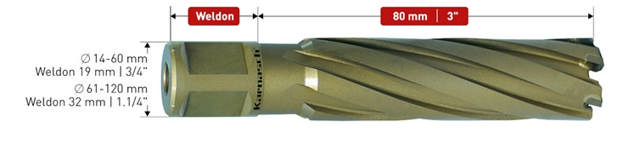 Karnasch HM Kernebor 15x80 mm HardLine Weldon Skaft