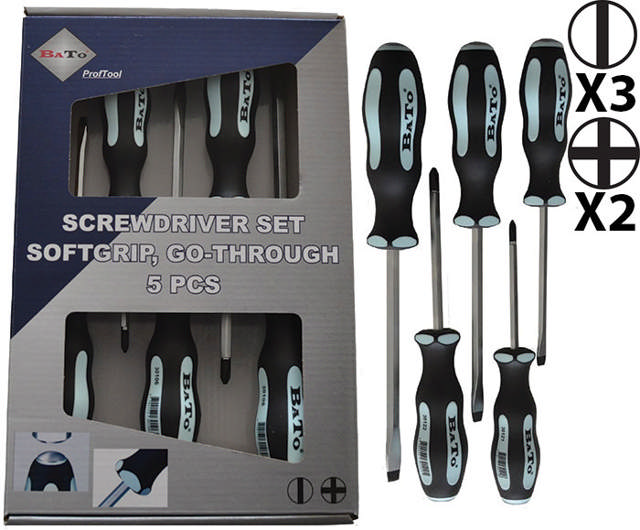 BATO Skruetrækkersæt m/slag kærv/Ph. 5 dele