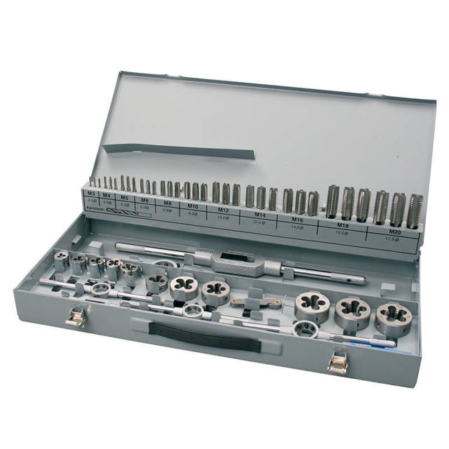 Tap- og bakkesæt M3-M20 HSS Metrisk (54 dele)